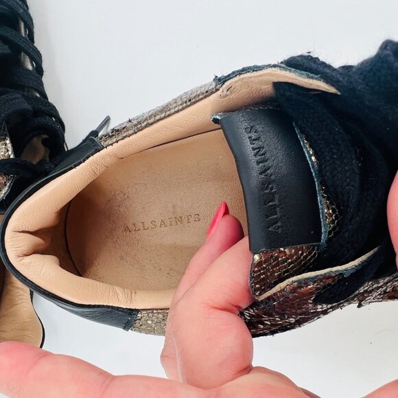 All Saints Sheer Leather Shimmer Trainers 01-11-94‎ Metallic Gold Sizer 10 - Picture 4 of 12